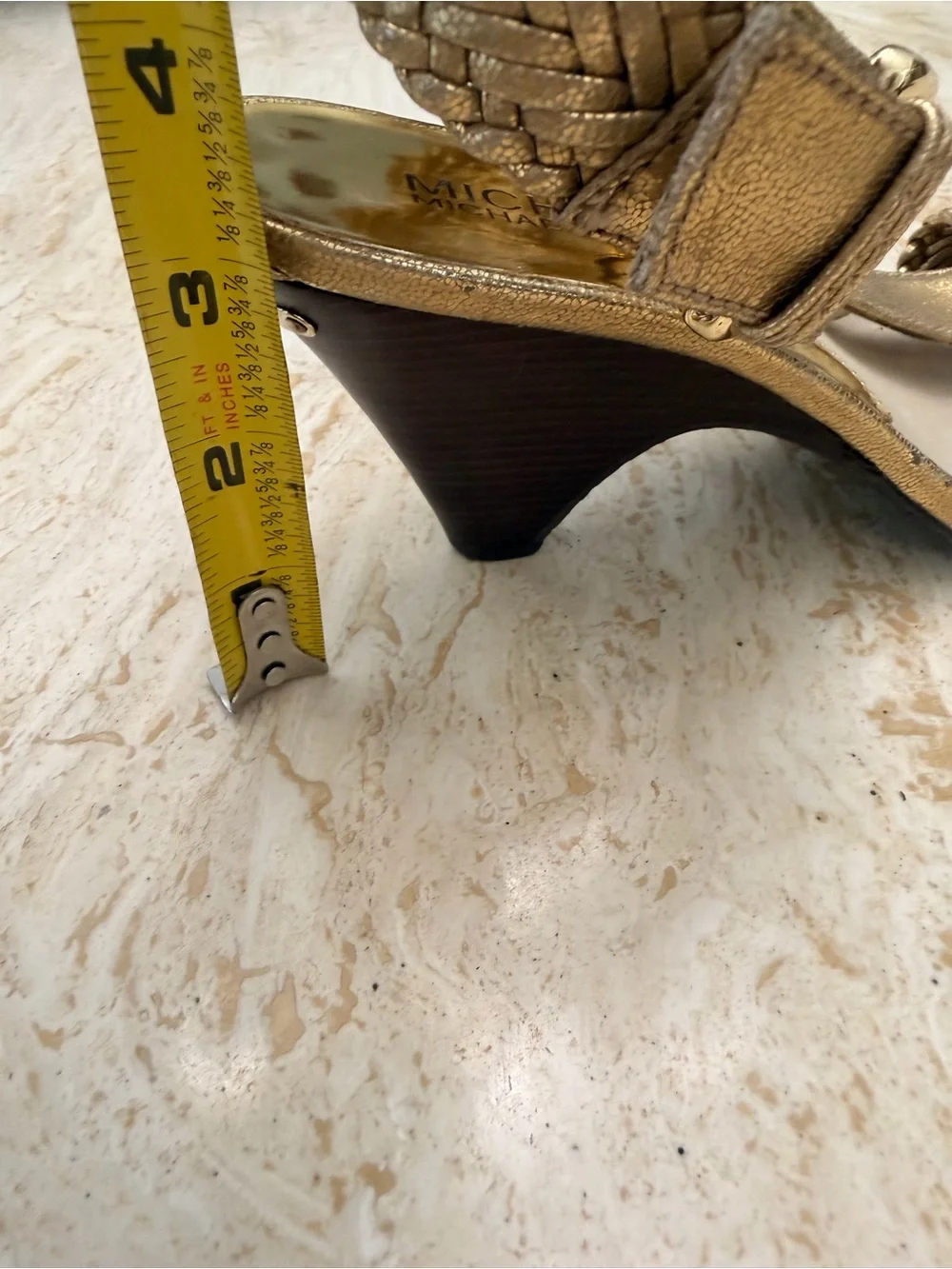 MICHAEL Michael Kors Gold Braided Ankle-Strap Mid-Heel Sandals